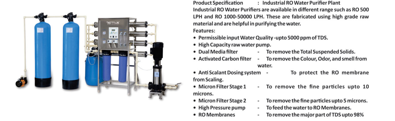 Industrial Water Purifiers 250lph to 1000lph ro plant